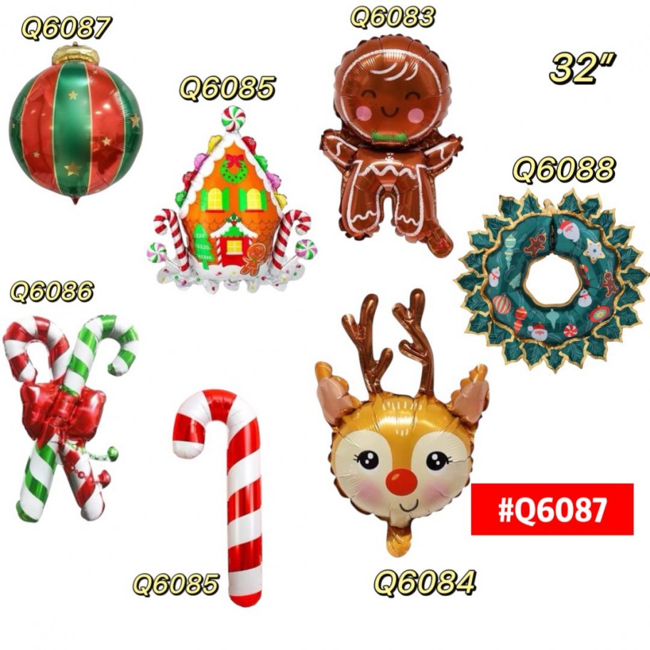 GLOBO FOIL 32'' NAVIDAD GRANEL #Q6087 P.U