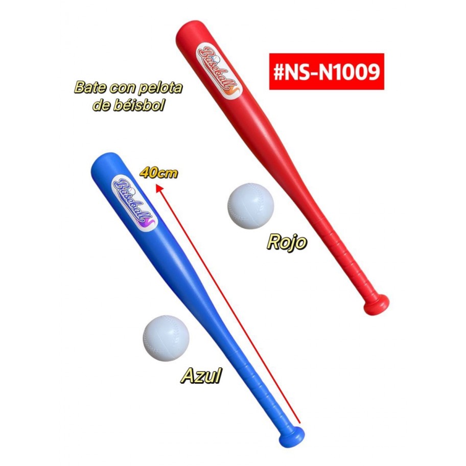 BATE CON PELOTA DE BEISBOL 40cm #NS-N1009