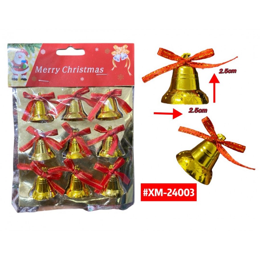 CAMPANA 2.5cm DE NAVIDAD 9pcs #XM-24003  P.U