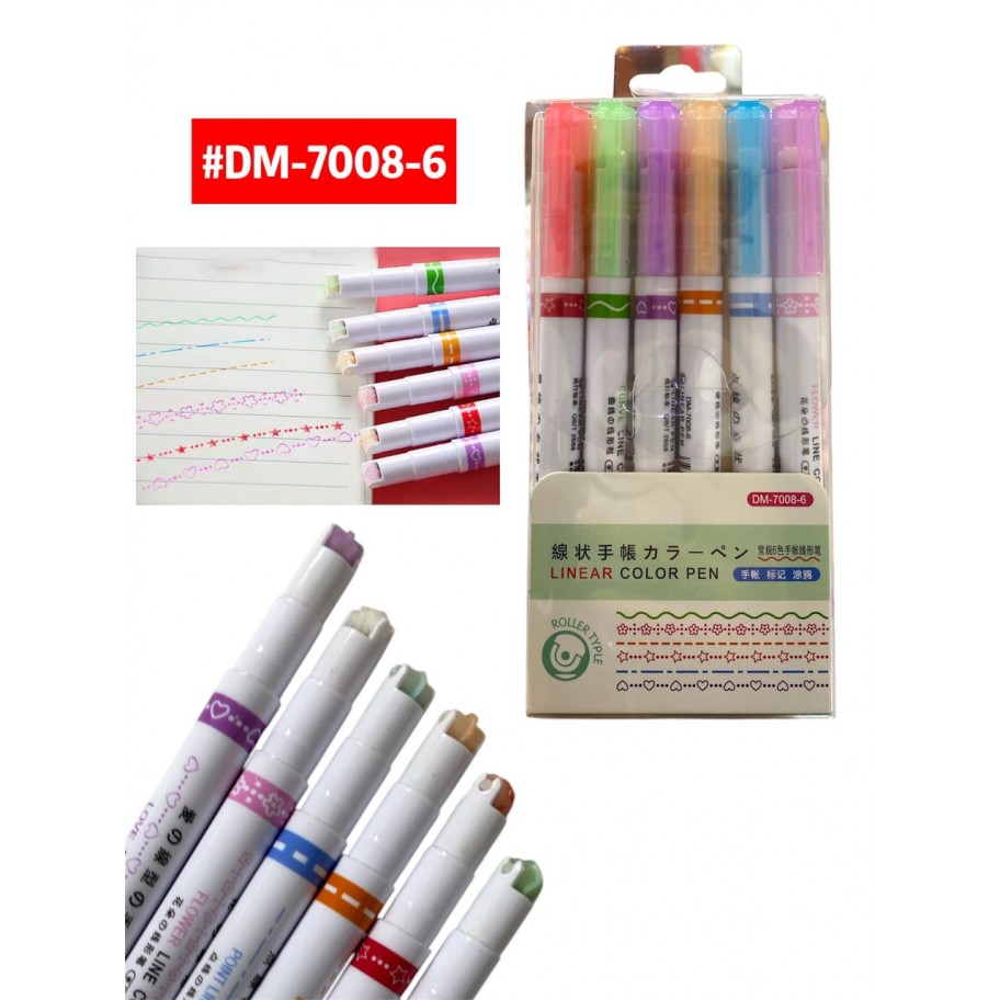 MARCADOR RODILLO FORMAS LINEAL 6pcs #DM-7008-6