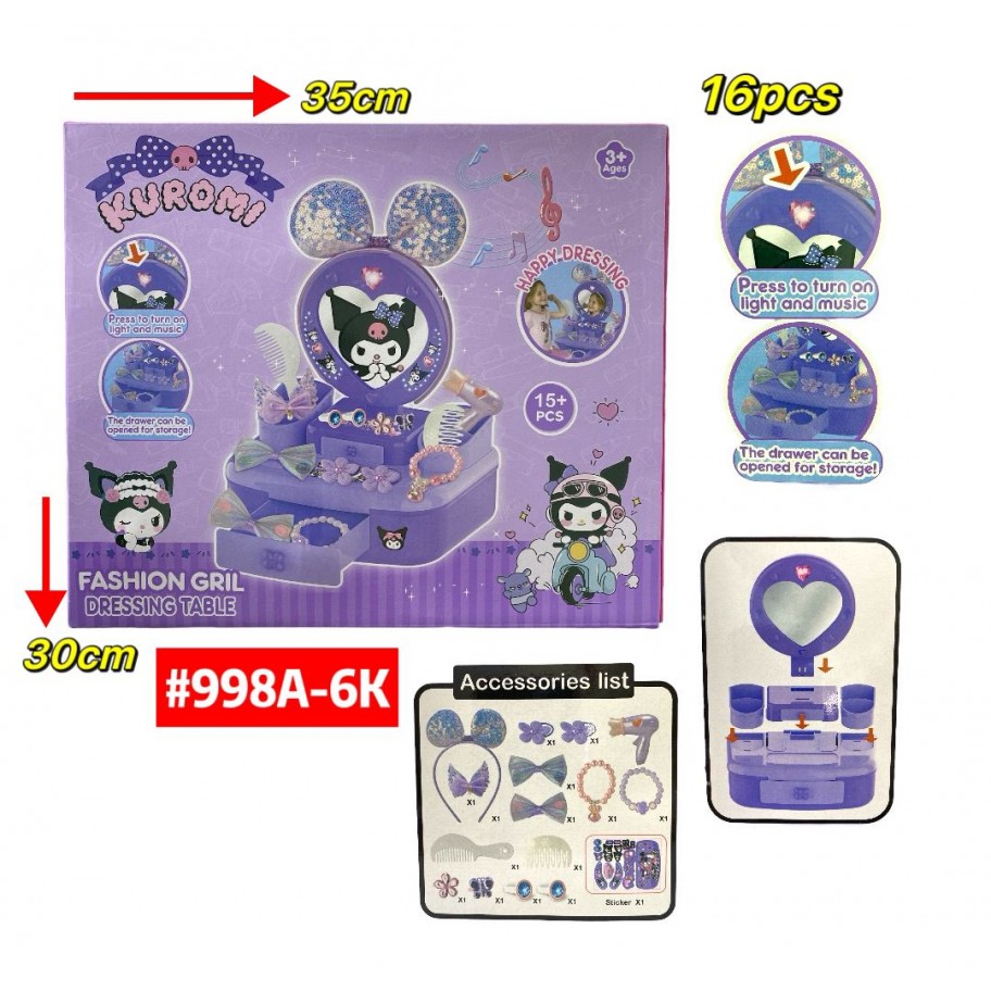 PEINADORA KUROMI 16pcs #998A-6K