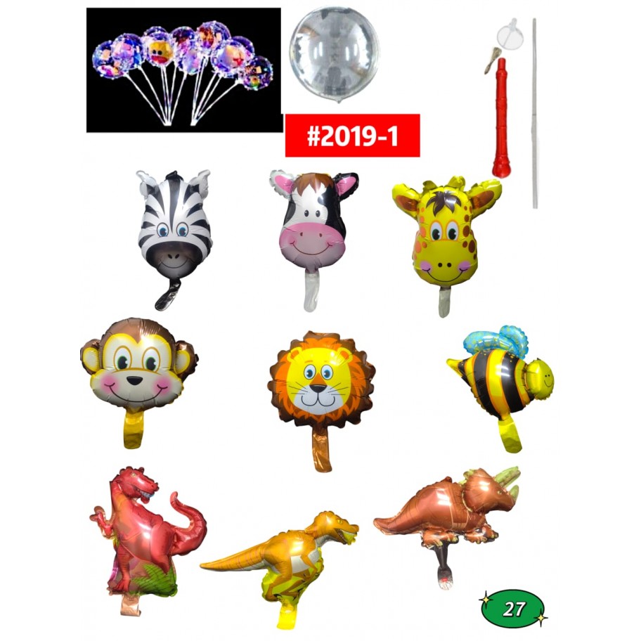 GLOBOS BURBUJA CON ANIMALES LUCES LED  20" #2019-1 P.U