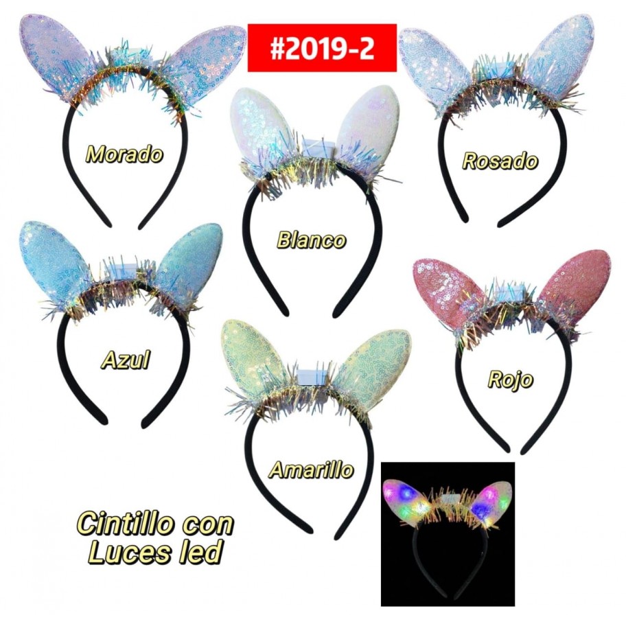 CINTILLO CONEJO CON LUCES LED #2019-2  P.U
