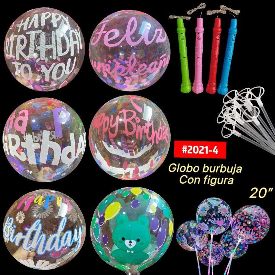 GLOBO BURBUJA FIGURAS 20" CON LUCES #2021-4 P.U