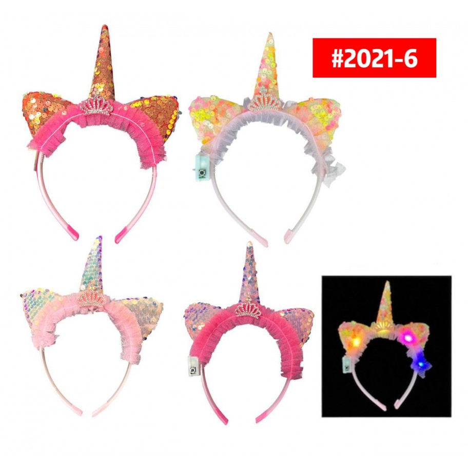 CINTILLO UNICORNIO CORONA CON LUCES LED #2021-6  P.U