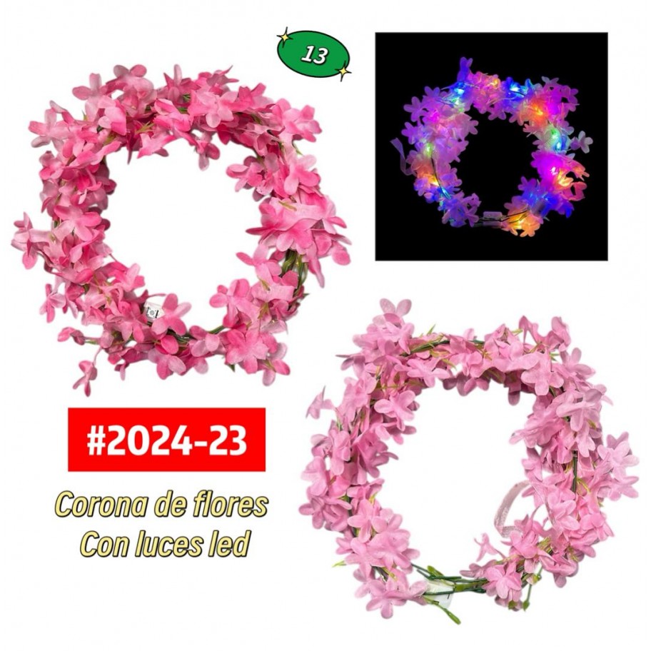 CORONA DE FLORES CON LUCES LED #2024-23 P.U