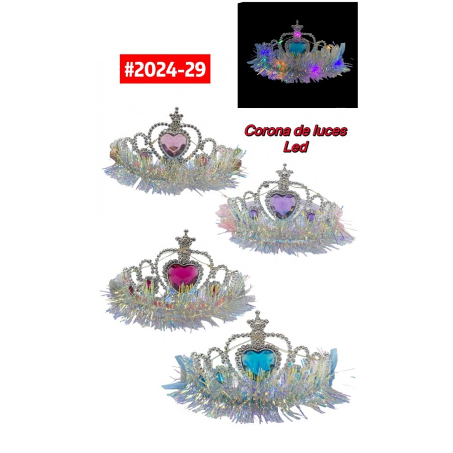 CORONA CORAZON PAPELILLO CON LUCES LED #2024-29 P.U