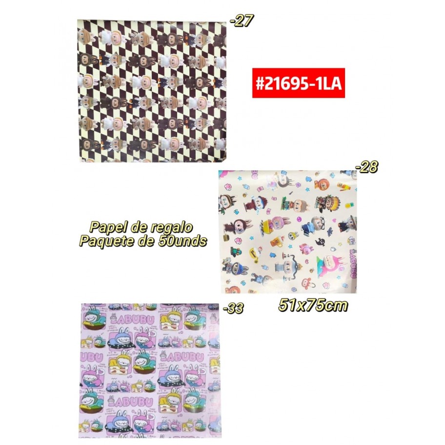 PAPEL DE REGALO LABUBU *50 #21695-1LA PROMO
