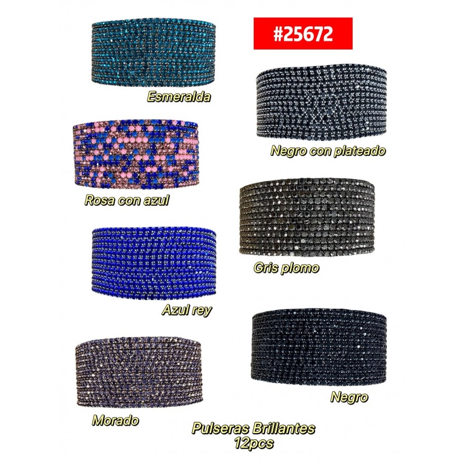 PULSERAS BRILLANTES 12pcs #25672 P.U