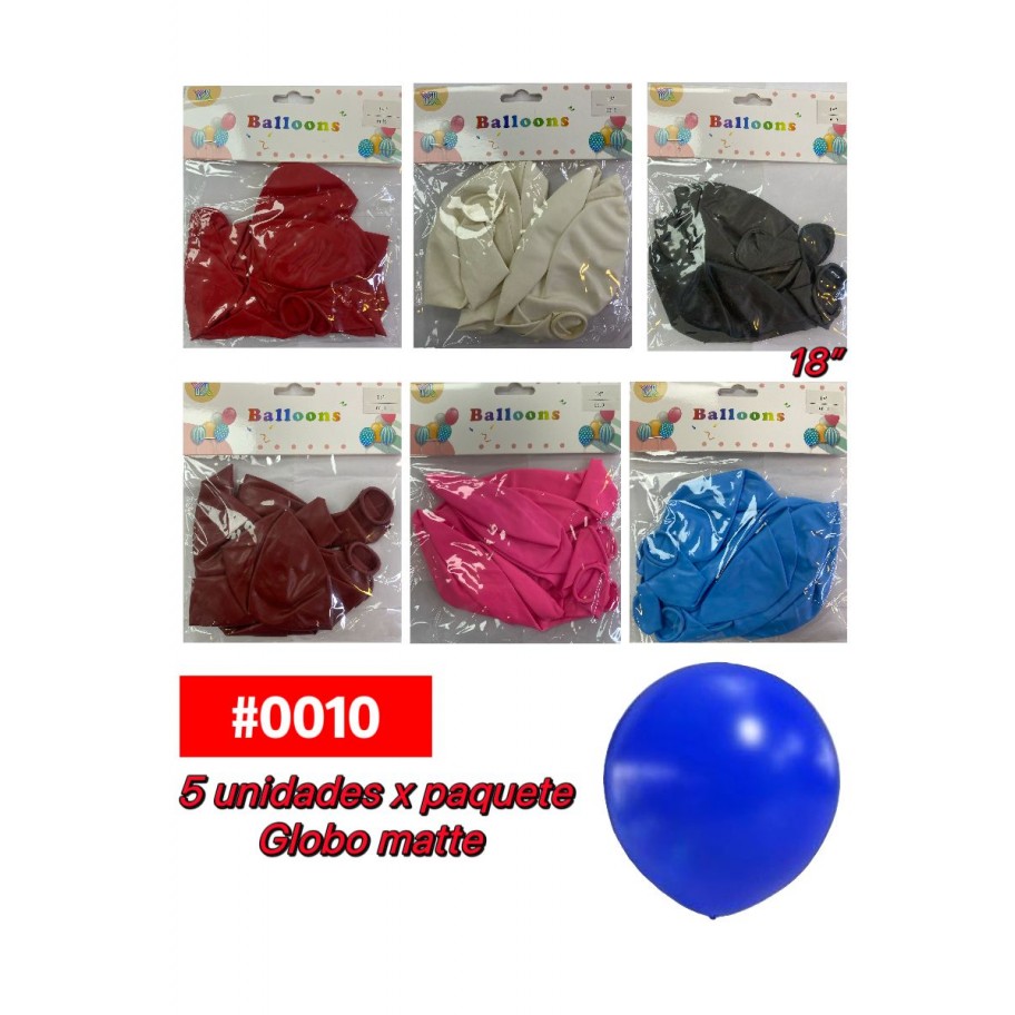 GLOBO 18" MATTE 5uds #0010