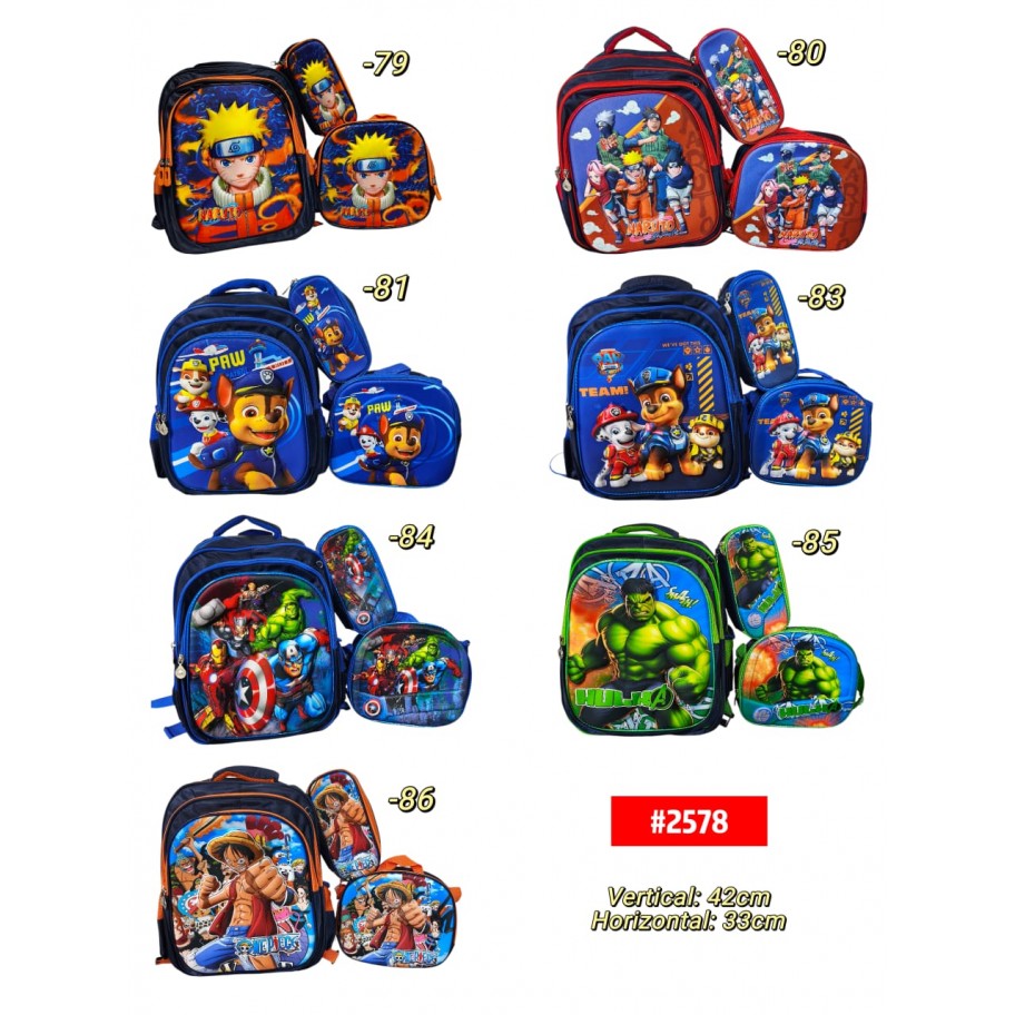 MORRAL INFANTIL 3in1 NARUTO/PAW PATROL/AVENGERS #2578 P.U