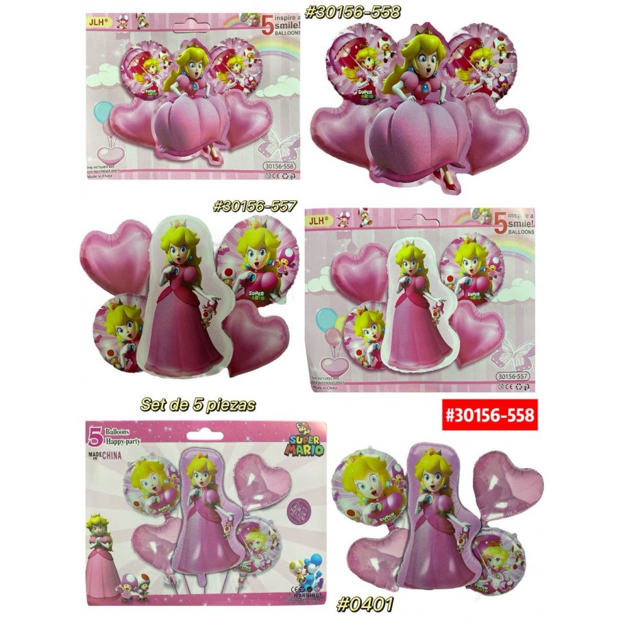 SET DE GLOBOS PRINCESA PEACH 5pcs #30156-558 P.U