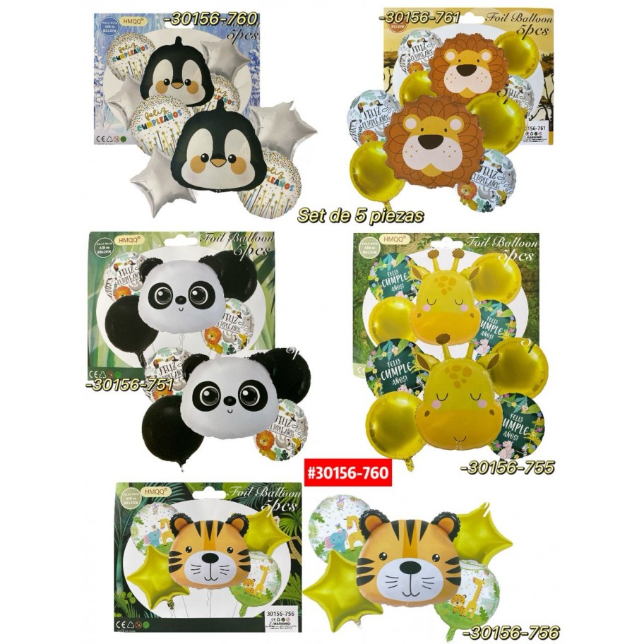SET DE GLOBOS ANIMALES 5pcs #30156-756