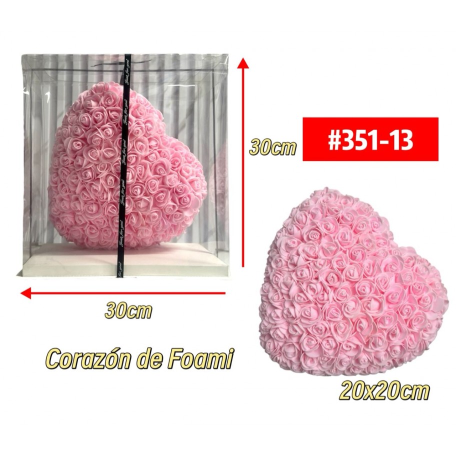 CORAZON HECHO CON ROSAS DE FOAMI 20CM #351-13