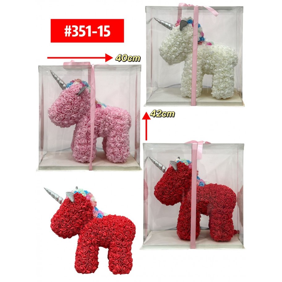 UNICORNIO HECHO CON ROSAS DE FOAMI 42cm #351-15 P.U