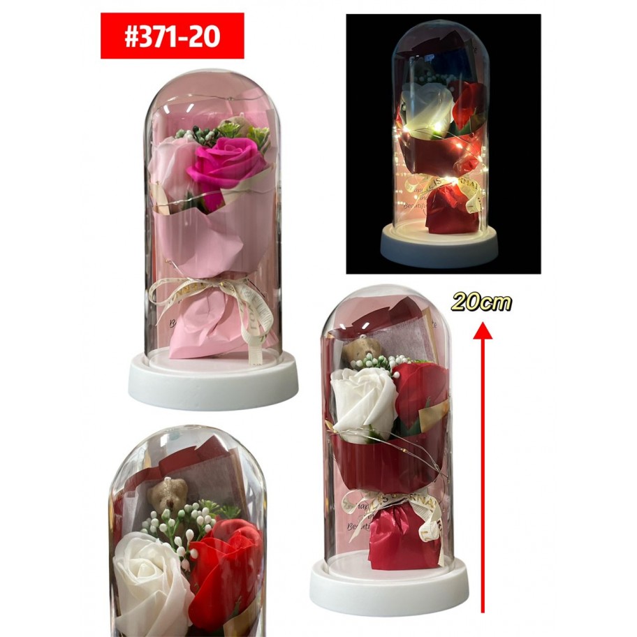 ROSAS CON OSO ENCAPSULADA CON LUCES LED #371-20 P.U