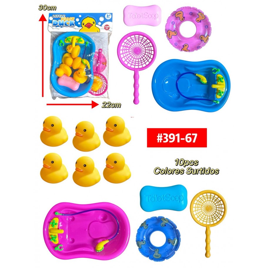 BAÑERA CON PATITOS DE HULE 10pcs #391-67