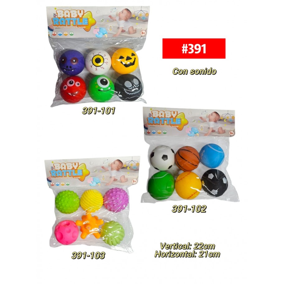 PELOTA CON SONIDO 6pcs #391