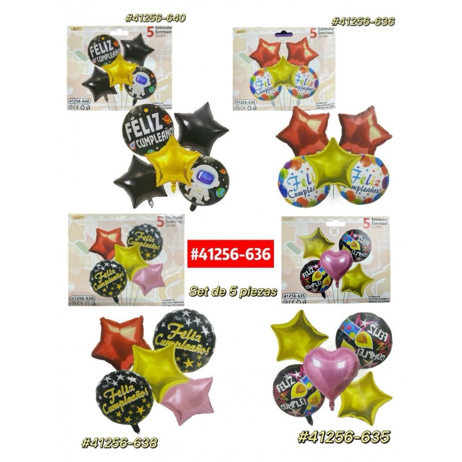 SET DE GLOBOS ESTRELLAS 5pcs #41256-636