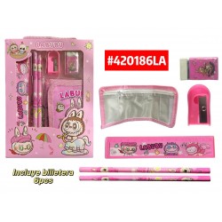 KIT ESCOLAR CON BILLETERA LABUBU 6pcs #420186LA
