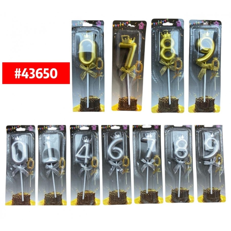 VELA NUMERO CORONA CON LAZO  #43650