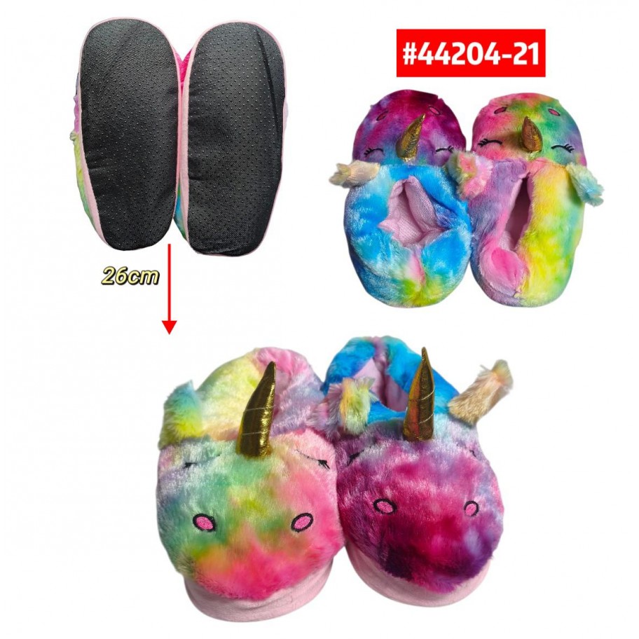 PANTUFLAS ACOLCHADAS 26cm UNICORNIO MORADO #44204-21 P.U
