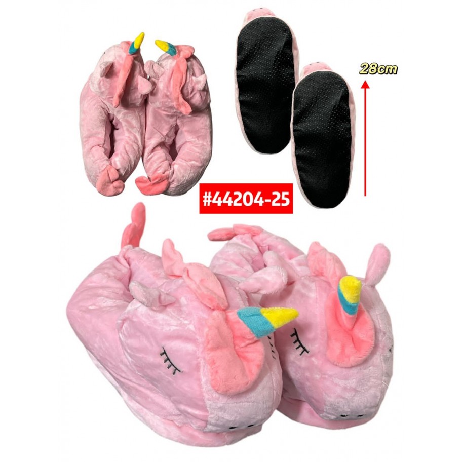 PANTUFLAS ACOLCHADAS UNICORNIO ROSADO 28cm #44204-25 P.U