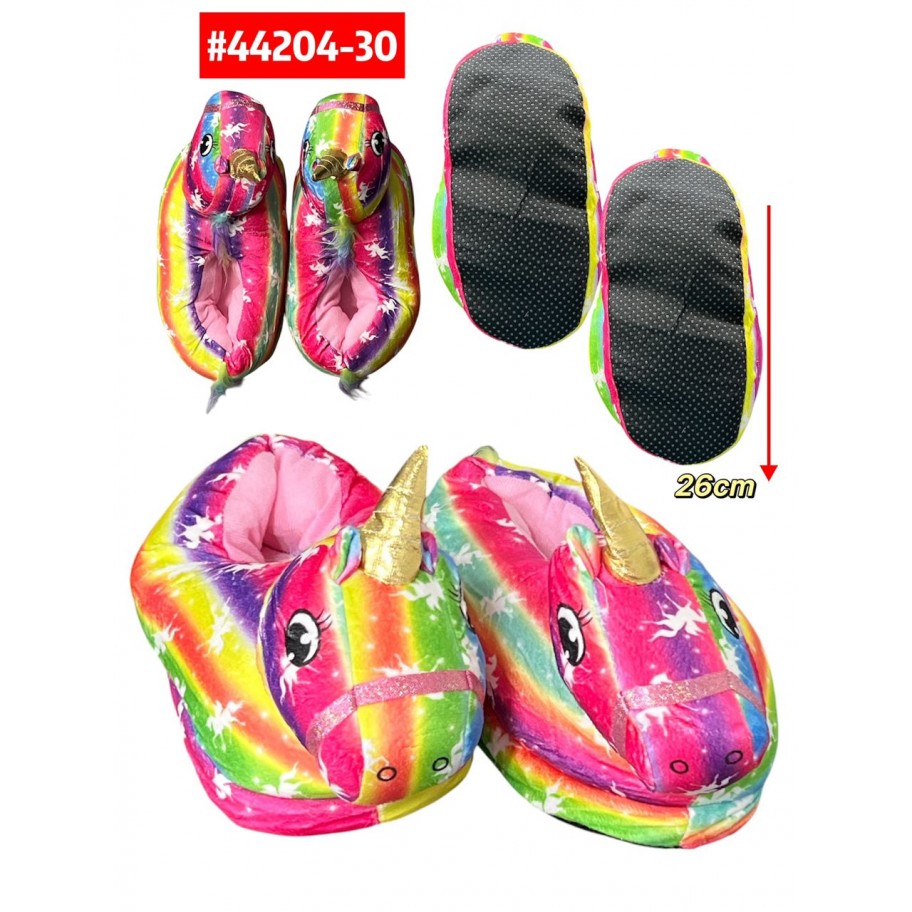 PANTUFLAS ACOLCHADAS 26cm UNICORNIO MULTICOLOR #44204-30 P.U