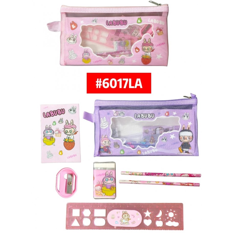 KIT ESCOLAR CON CARTUCHERA LABUBU 6pcs #6017LA P.U
