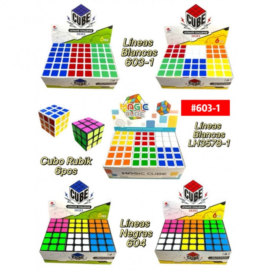 CUBO RUBIK UNICOLOR 6pcs #603-1