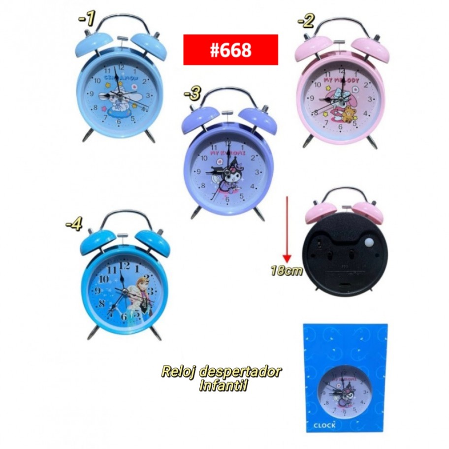 RELOJ DESPERTADOR INFANTIL #668 P.U