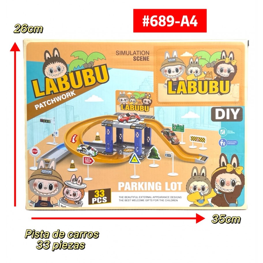 PISTA DE CARROS LABUBU 33pcs #689-A4 PROMO