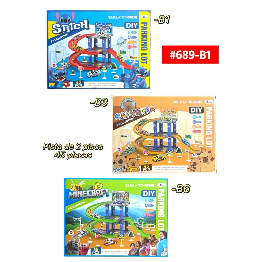 PISTA DE CARROS 2 PISOS 45pcs #689-B1