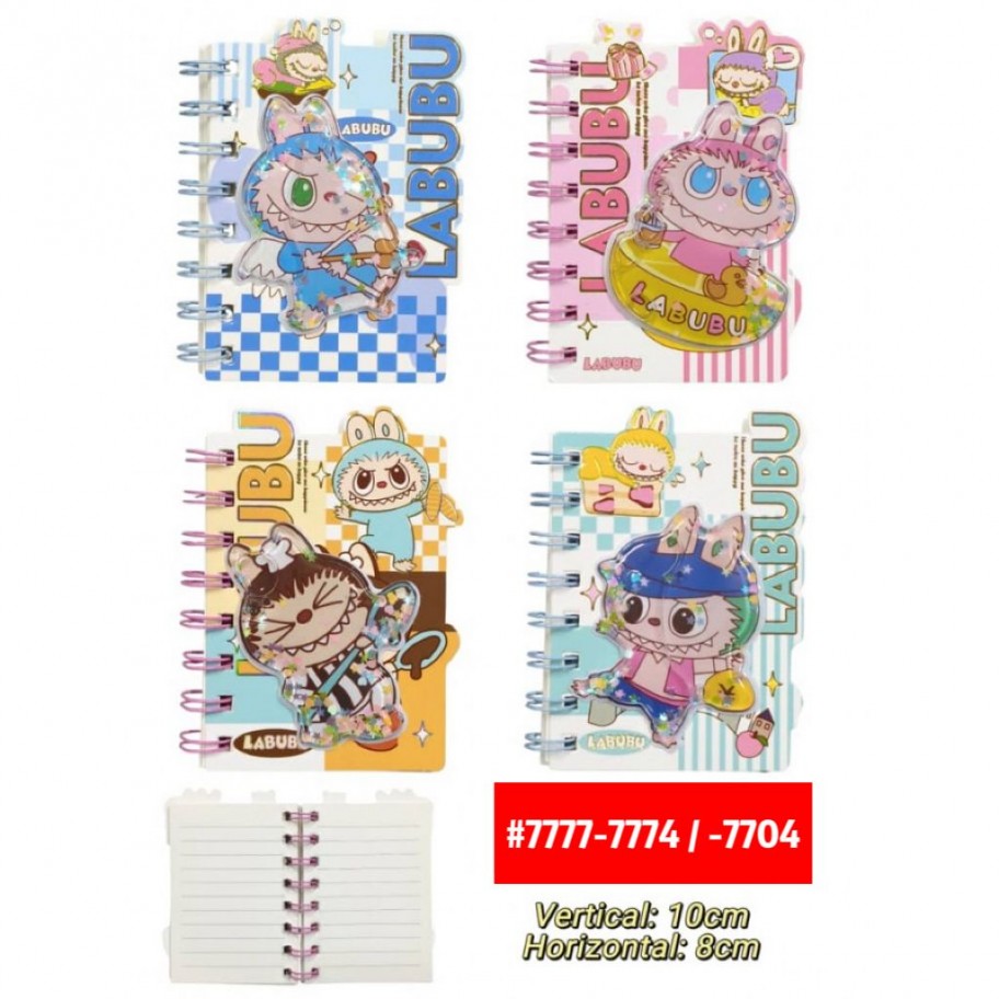 AGENDA DE NOTAS CON AGUA LABUBU #7777-7774/-7704