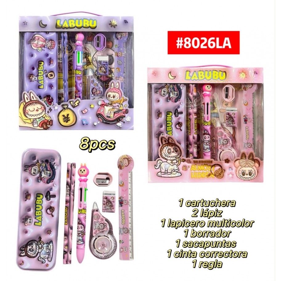 KIT ESCOLAR LABUBU 8pcs #8026LA P.U