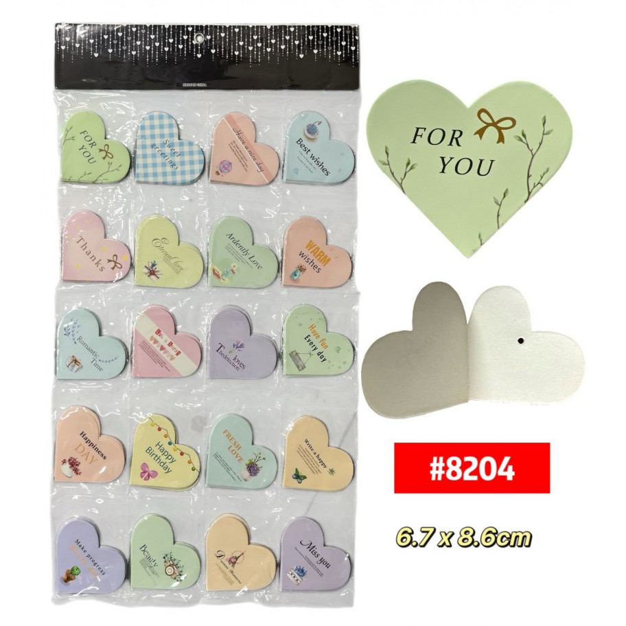 TARJETAS DE REGALO CORAZON 120uds #8204