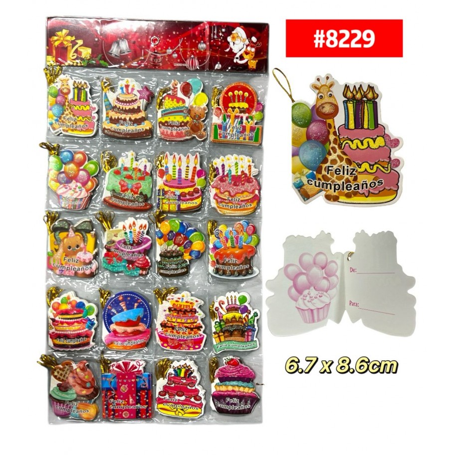 TARJETAS DE REGALO CUMPLEAÑOS 120uds #8229