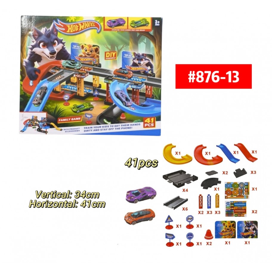 PISTA DE CARROS LOBO HOT WHEELS 41pcs #876-13