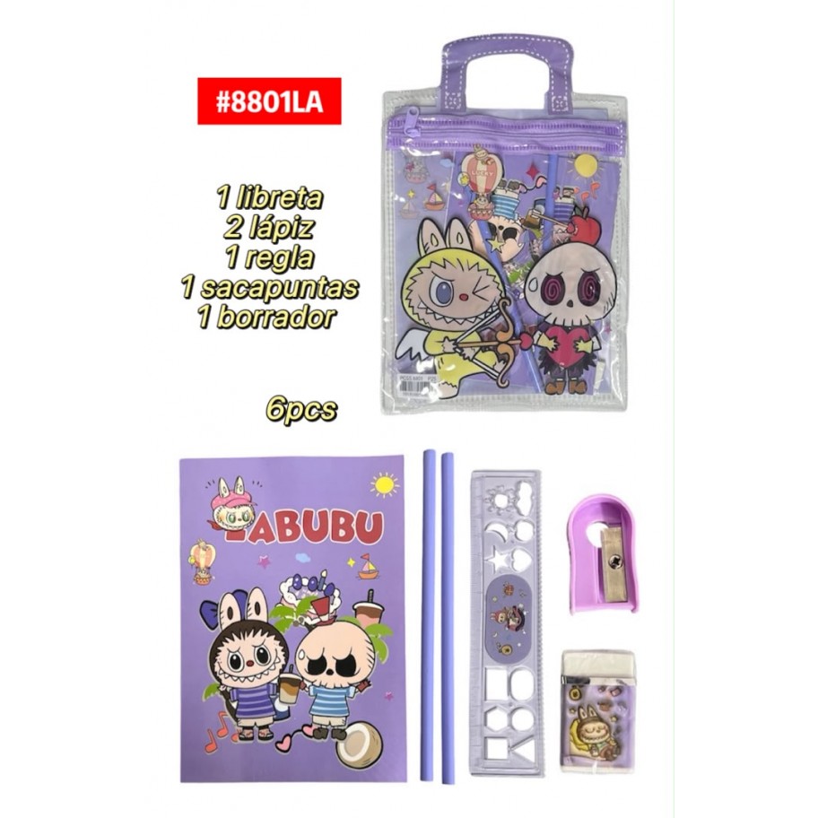 KIT ESCOLAR LABUBU 6pcs #8801LA P.U