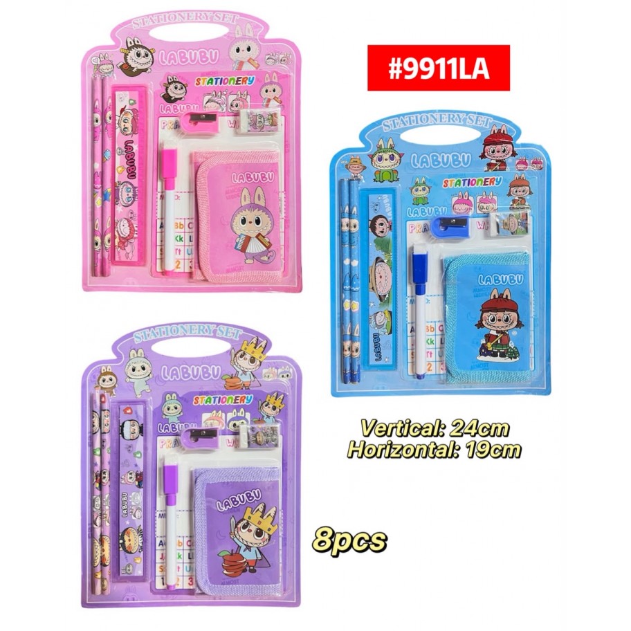 KIT ESCOLAR CON BILLETERA LABUBU 8pcs #9911LA P.U