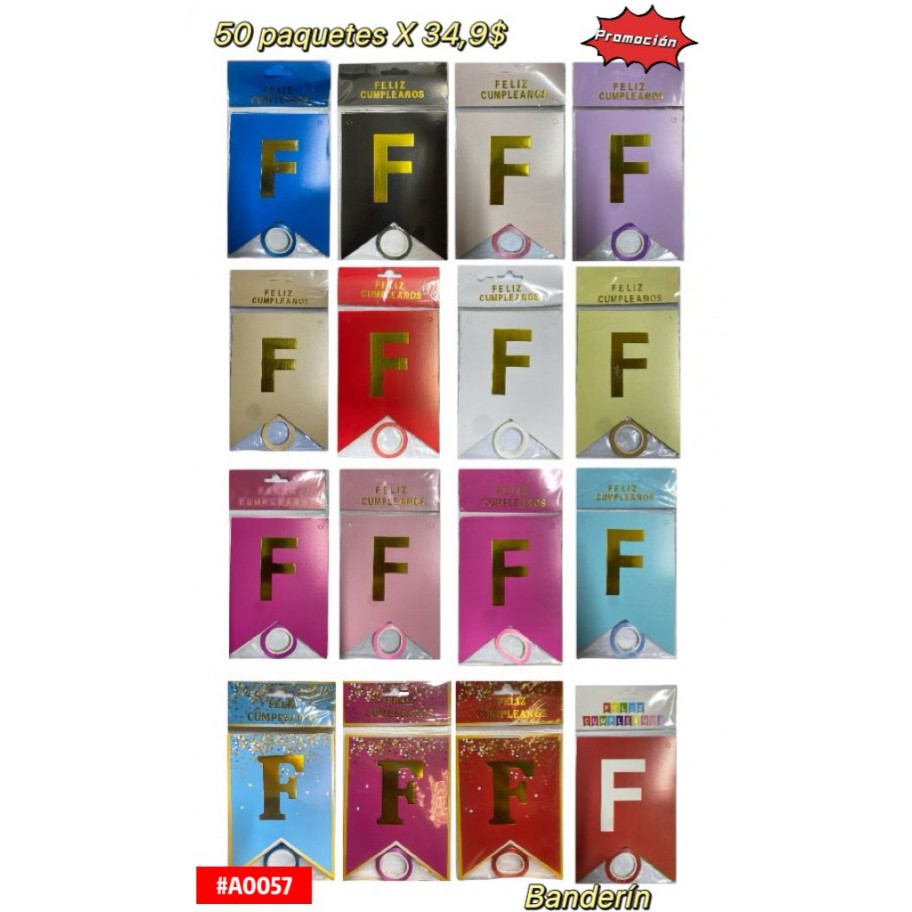 BANDERIN FELIZ CUMPLEAÑOS x50uds #A0057 PROMO