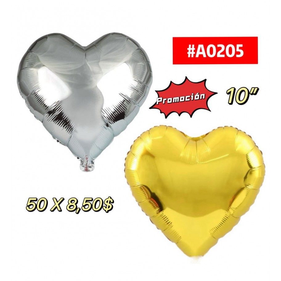 GLOBO FOIL 10" CORAZON x50uds GRANEL #A0205 PROMO