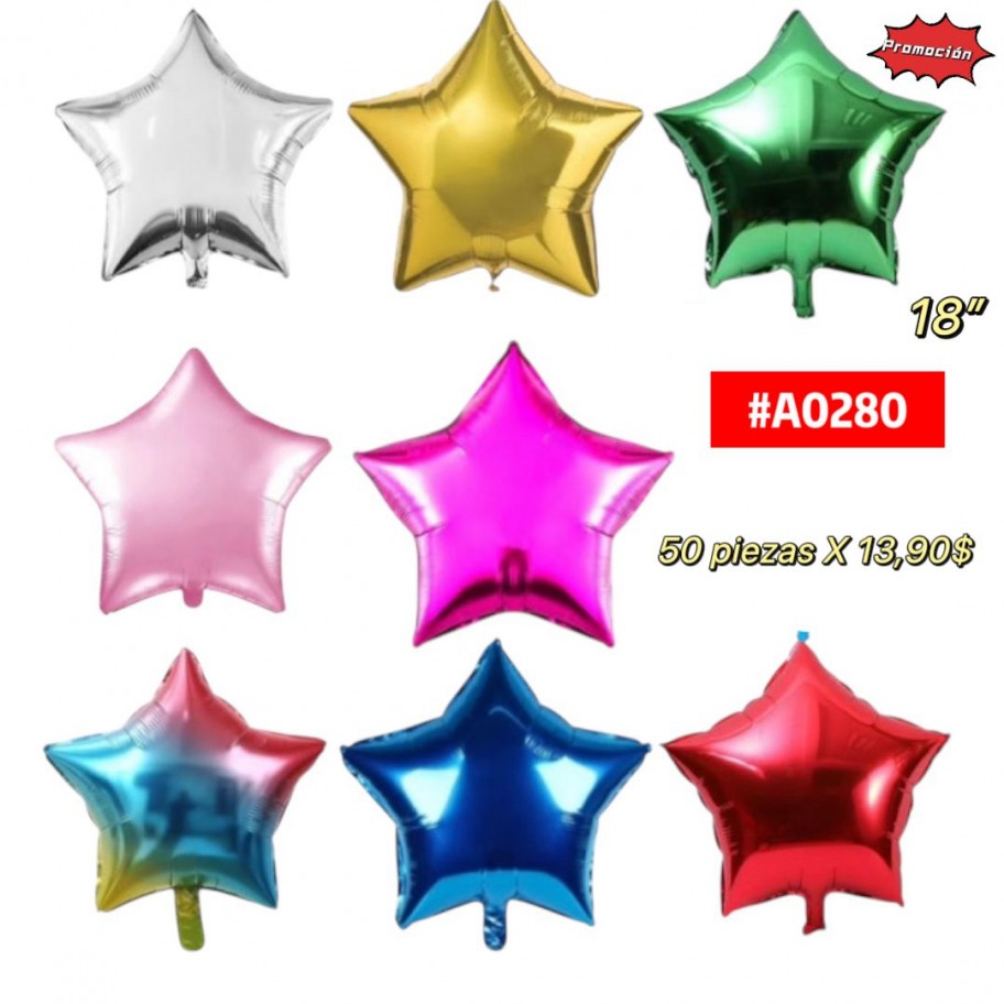 GLOBO ESTRELLA 18" *50uds GRANEL #A0280 PROMO