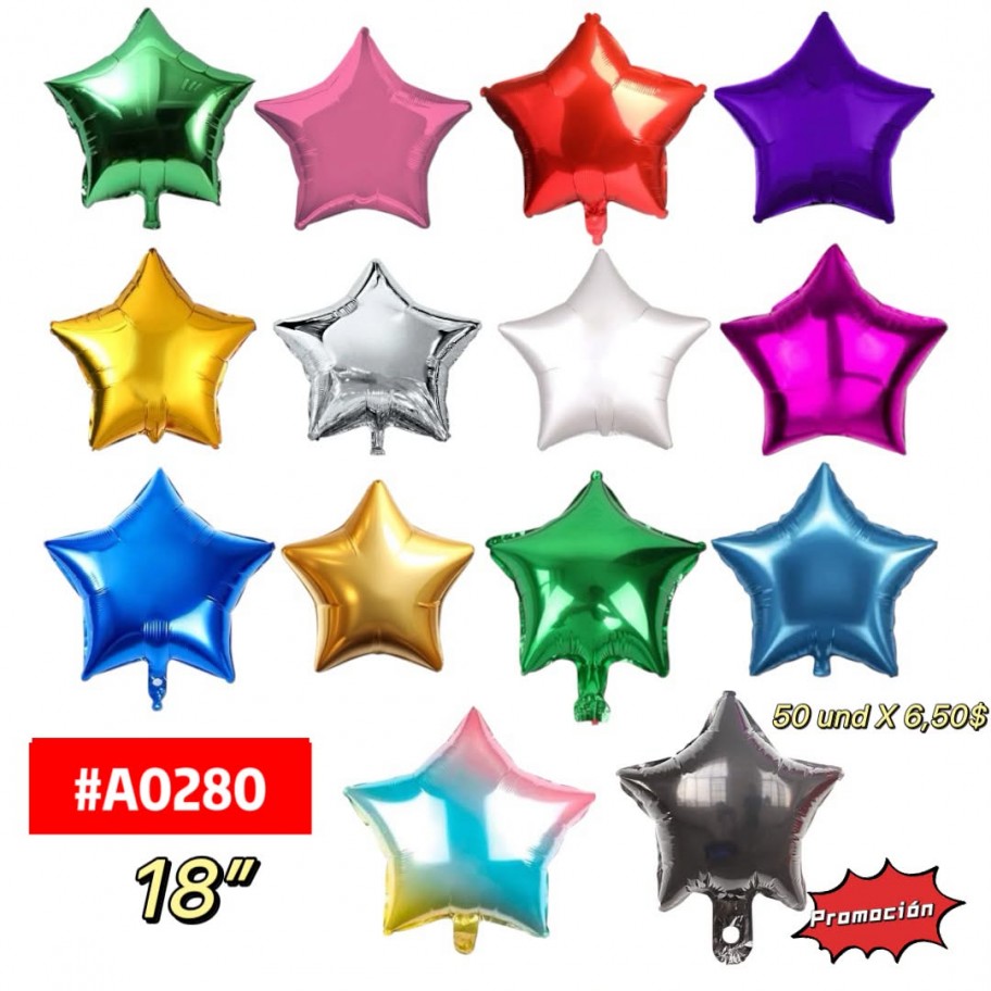 GLOBO ESTRELLA 18" *50uds GRANEL #A0280 PROMO