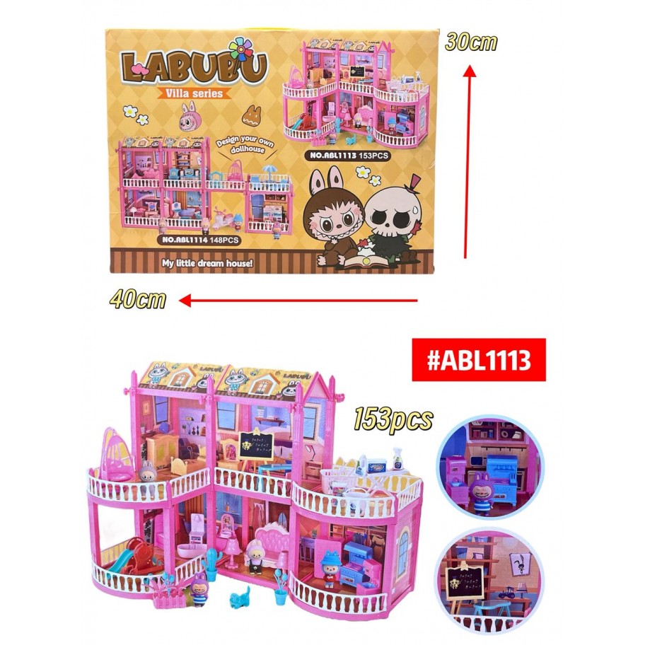 ESTUCHE CASITA LABUBU 153pcs #ABL1113  P.U