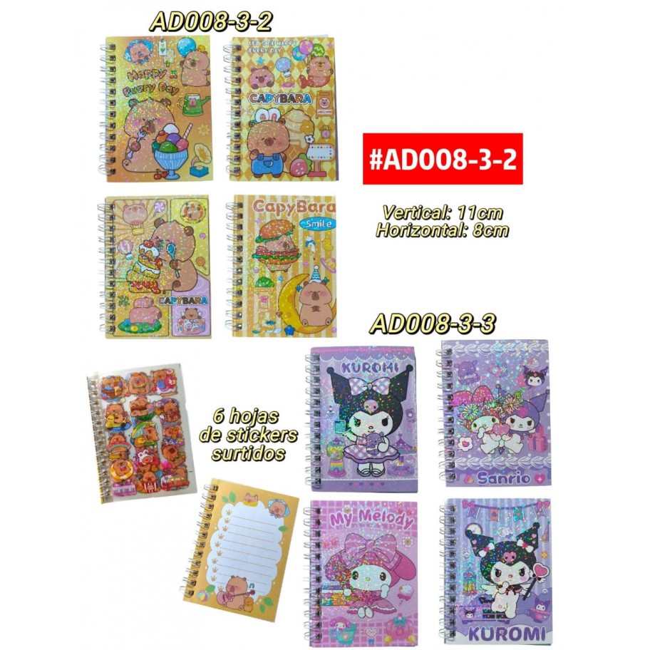 AGENDA CON STICKERS CAPYBARA SANRIO #AD008-3-2