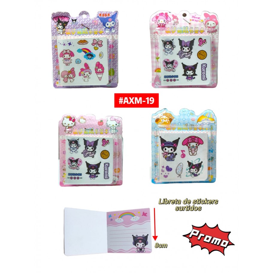 AGENDA DE NOTAS SANRIO CON STICKERS #AXM-19 PROMO