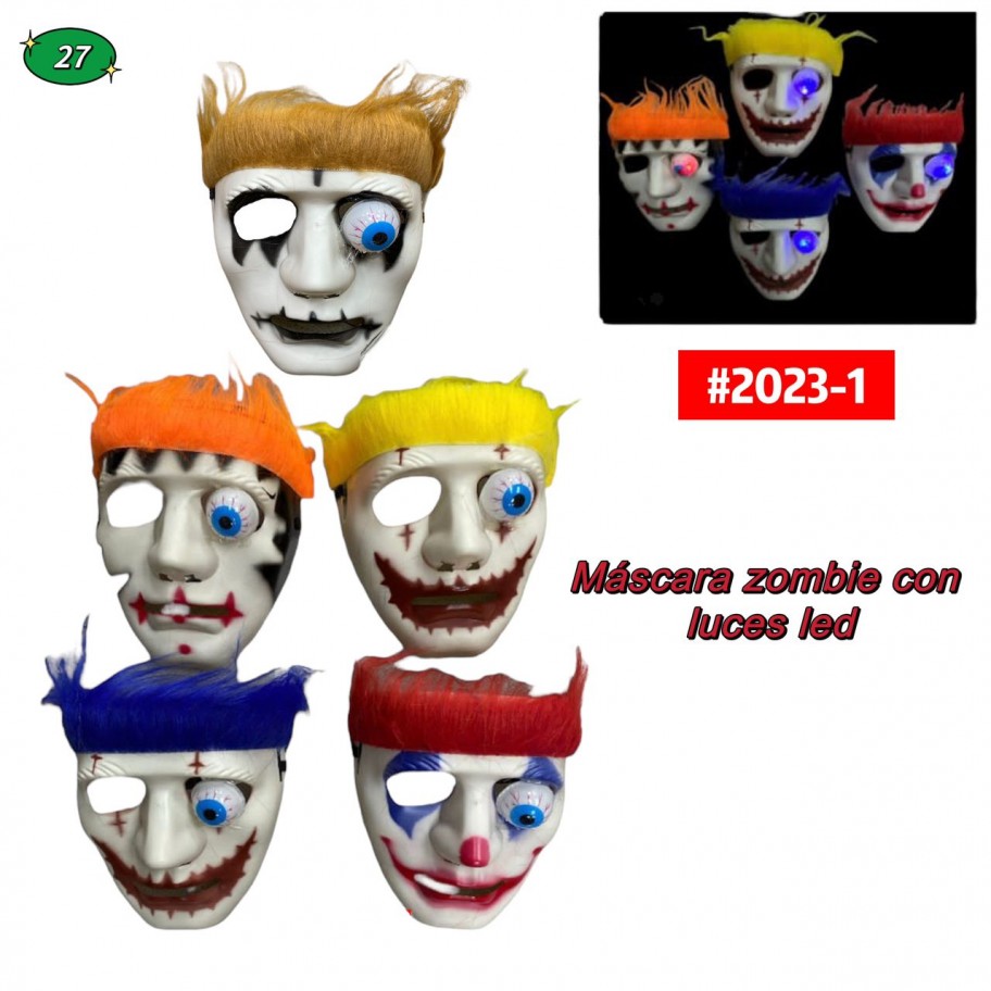 MASCARA ZOMBIE CON LUCES LED #2023-1