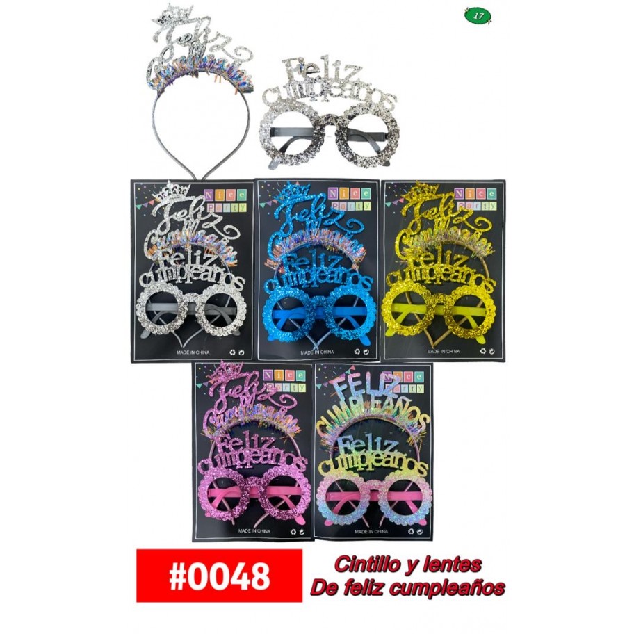 SET DE CINTILLO CON LENTES FELIZ CUMPLEAÑOS #0048