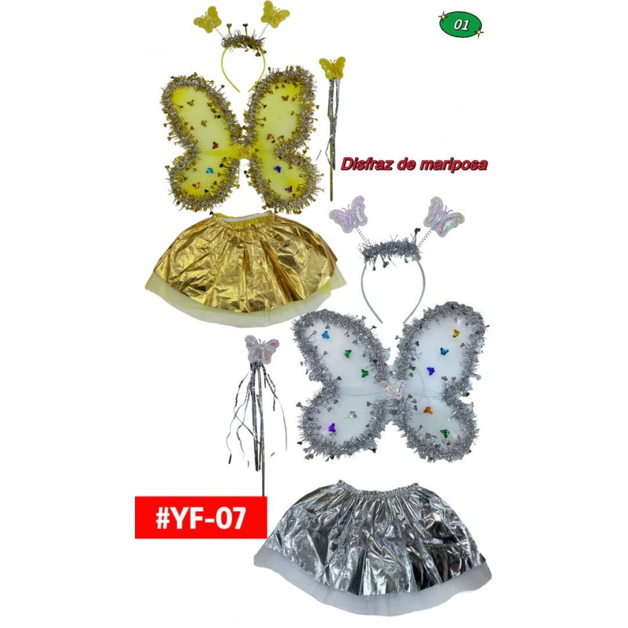 DISFRAZ MARIPOSA DORADO/PLATEADO #YF-07
